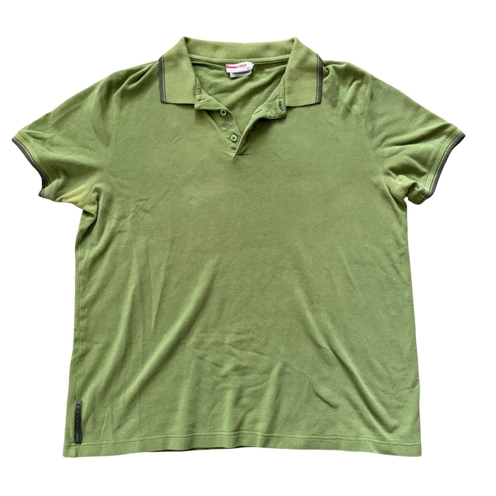 Prada Polo Shirt Men's Medium Green Short Sleeve Designer Cotton Used